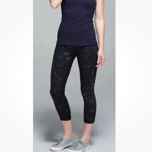 Lululemon | Wunder Under Luon Star Star Crushed Coal High Rise Crop Leggings, 6